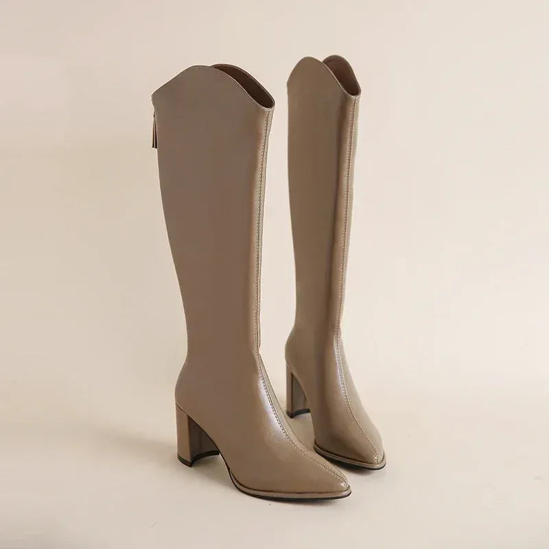 Elegante knie hoge dames laarzen met hak – Elowen