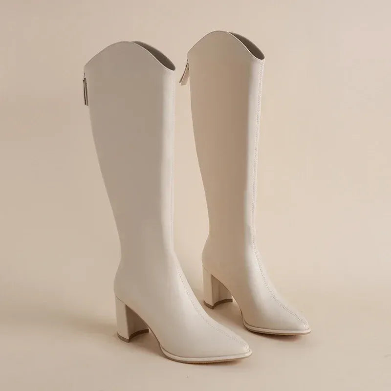 Elegante knie hoge dames laarzen met hak – Elowen