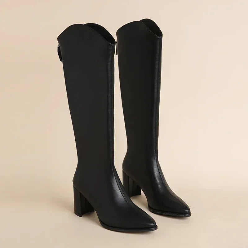 Elegante knie hoge dames laarzen met hak – Elowen