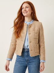 Elegante korte damesblazer met structuurstof