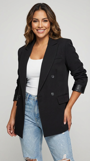 Elegante lange damesblazer met dubbele knoopsluiting