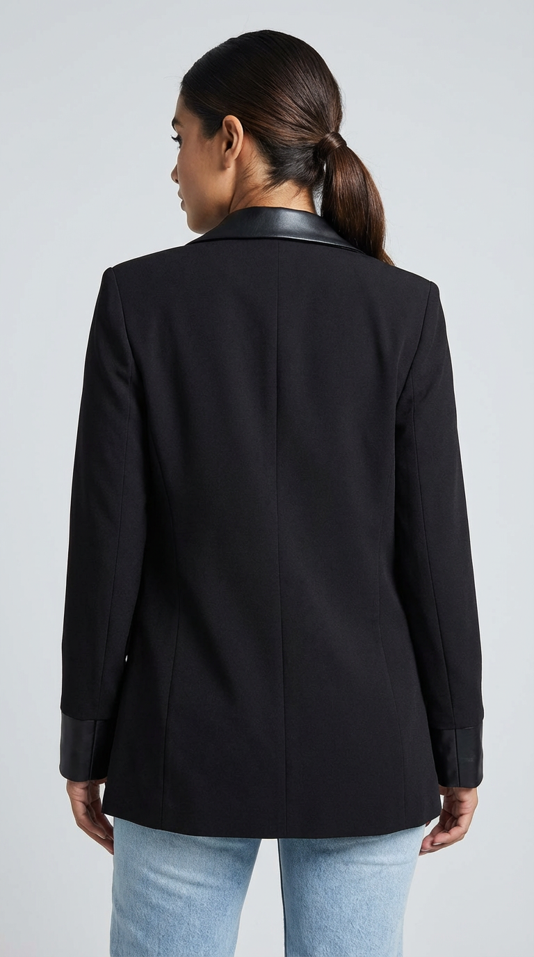 Elegante lange damesblazer met dubbele knoopsluiting