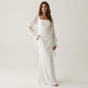 Elegante lange jurk met chiffon mouwen