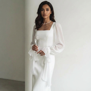 Elegante lange jurk met chiffon mouwen