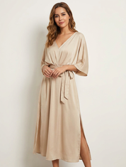 Elegante maxi dames jurk met strikceintuur – Elodie