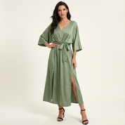 Elegante maxi dames jurk met strikceintuur – Elodie