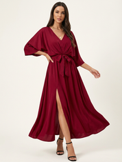 Elegante maxi dames jurk met strikceintuur – Elodie