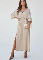 Elegante maxi dames jurk met strikceintuur – Elodie
