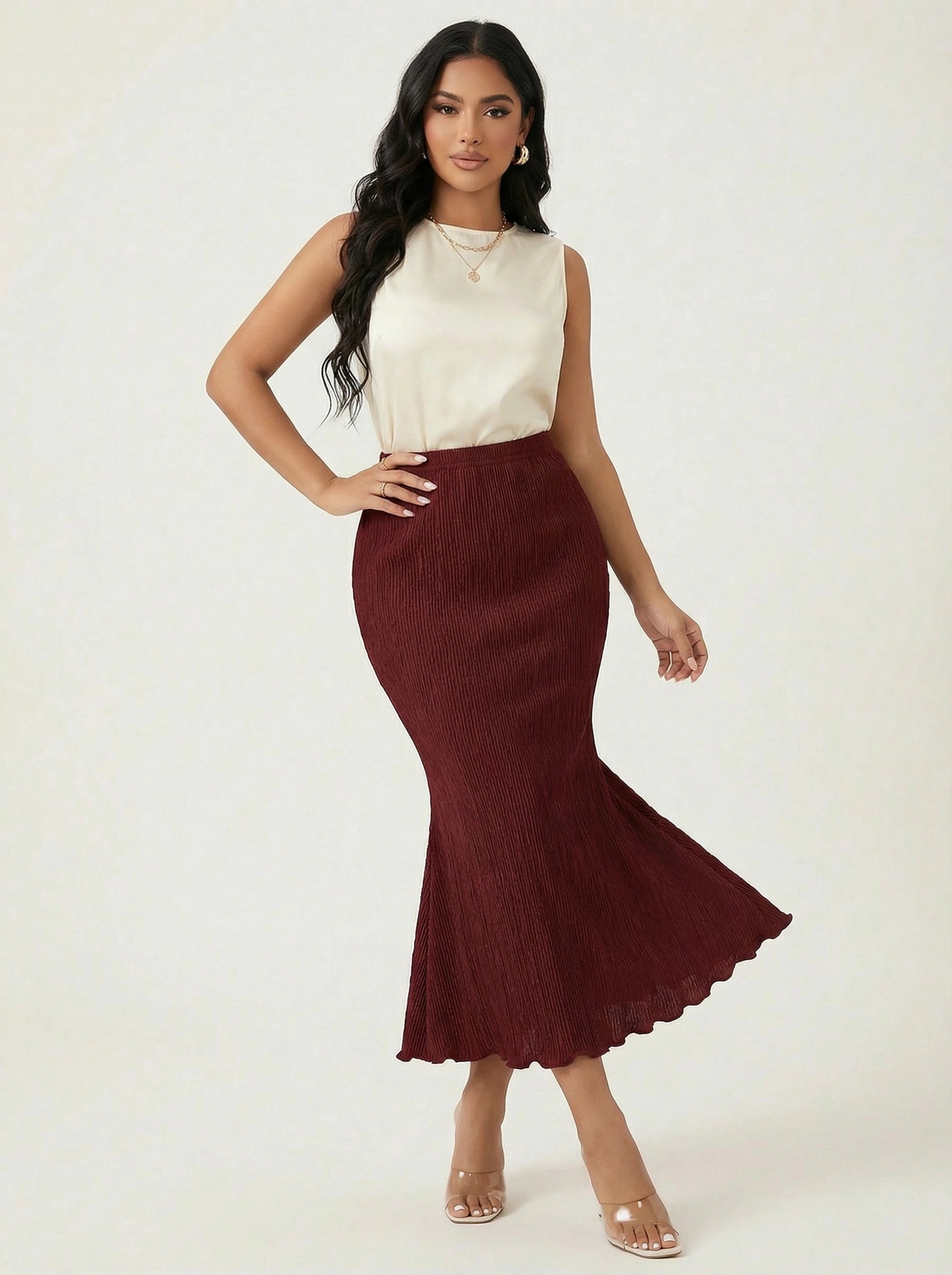 Elegante midi rok met textuur – Marisse