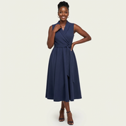 Elegante mouwloze midi jurk met strikceintuur – Seraphina