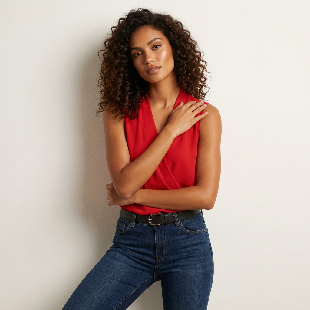 Elegante mouwloze overslag blouse – Camille