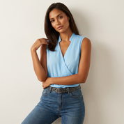 Elegante mouwloze overslag top met V-hals – Valentina