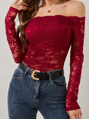 Elegante off-shoulder kanten blouse – Elara