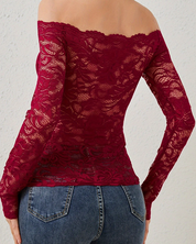 Elegante off-shoulder kanten blouse – Elara