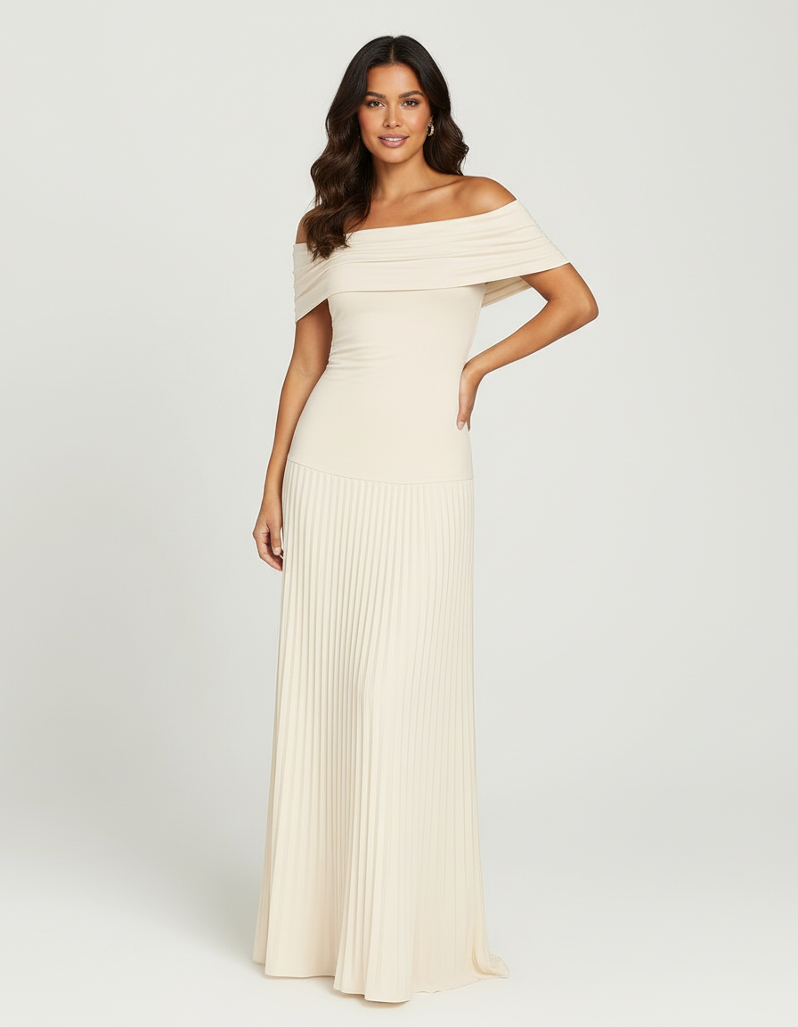 Elegante off-shoulder maxi jurk