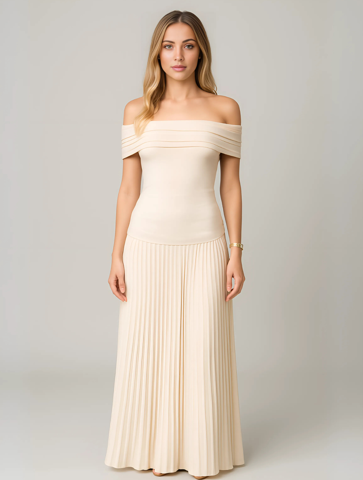 Elegante off-shoulder maxi jurk