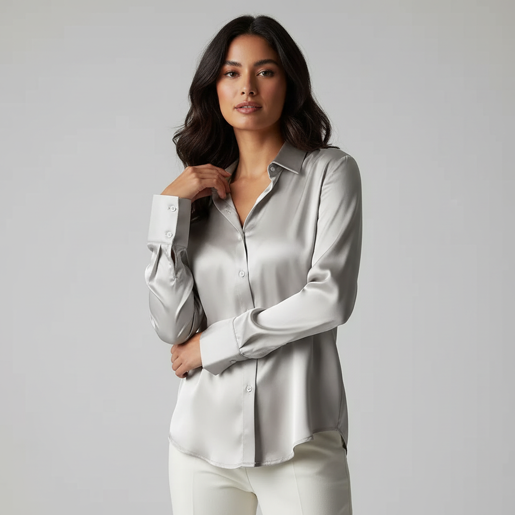 Elegante soepelvallende damesblouse met subtiele glans