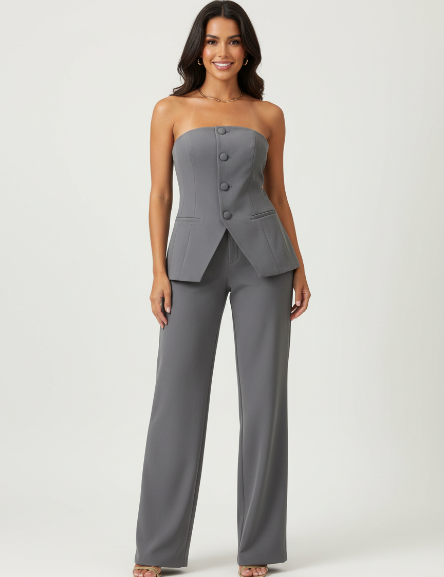 Elegant strapless trouser set – Mirelle