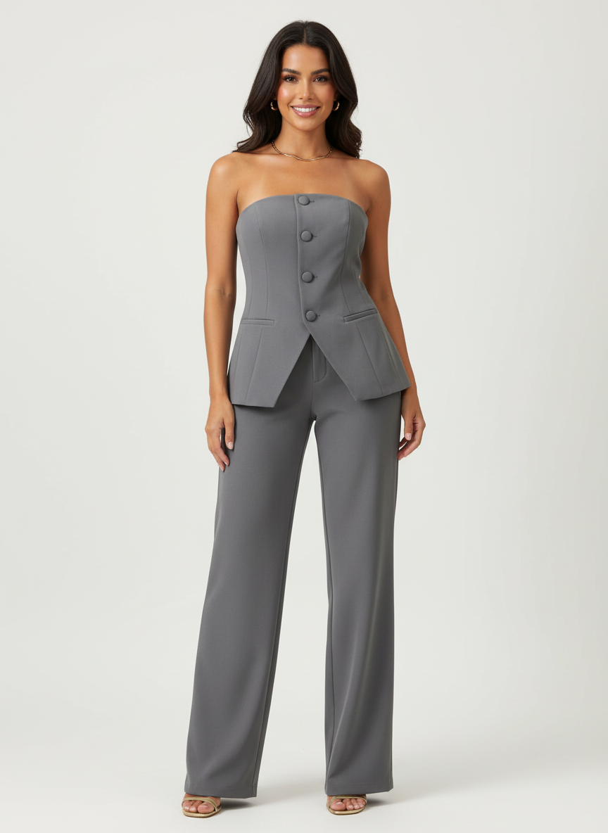 Elegante strapless pantalon set – Mirelle