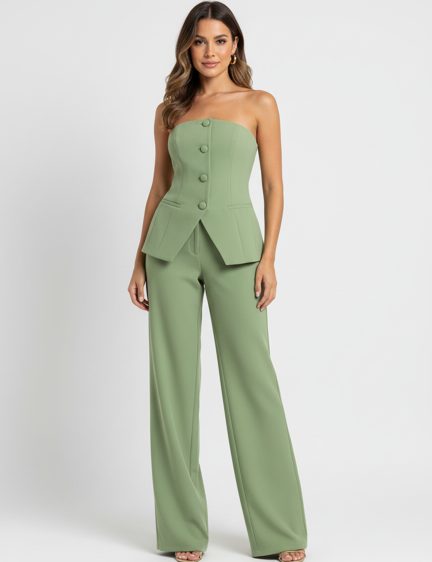 Elegant strapless trouser set – Mirelle