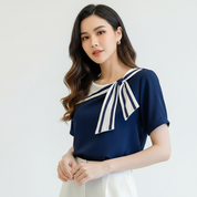 Elegante strik detail dames blouse – Celeste