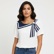 Elegante strik detail dames blouse – Celeste