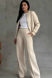 Elegante tweedelige dames loungeset met wijde broek