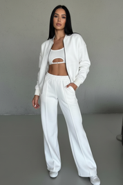 Elegante tweedelige dames loungeset met wijde broek