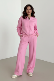 Elegante tweedelige dames loungeset met wijde broek