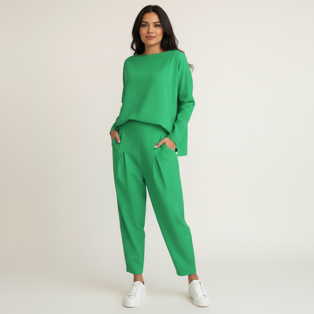 Elegant two-piece lounge set with long sleeves – Mirella