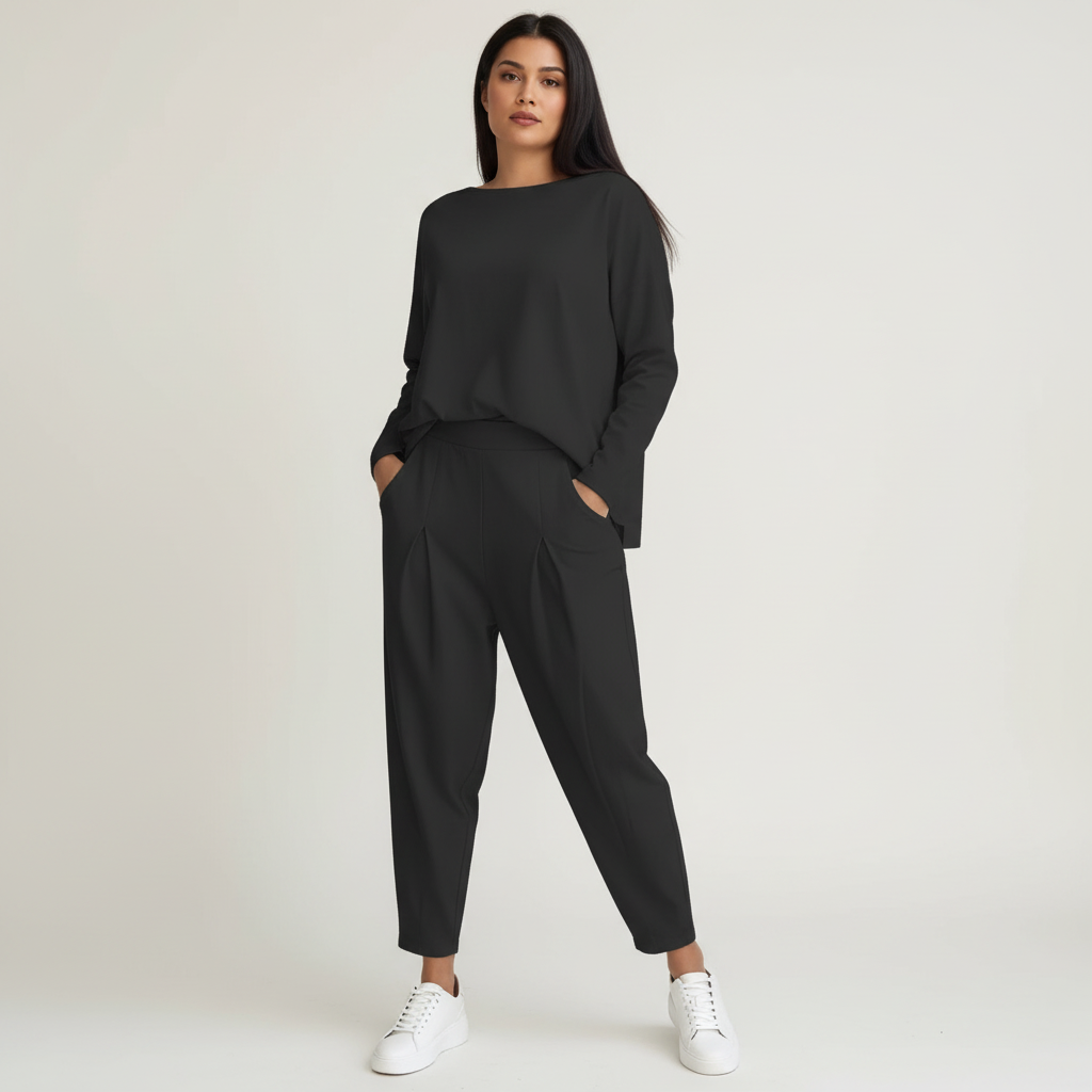 Elegant two-piece lounge set with long sleeves – Mirella