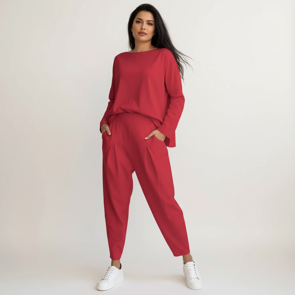 Elegant two-piece lounge set with long sleeves – Mirella