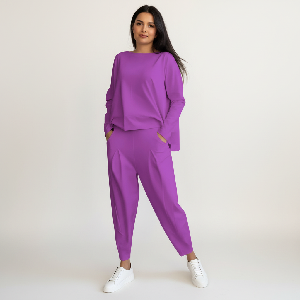 Elegant two-piece lounge set with long sleeves – Mirella