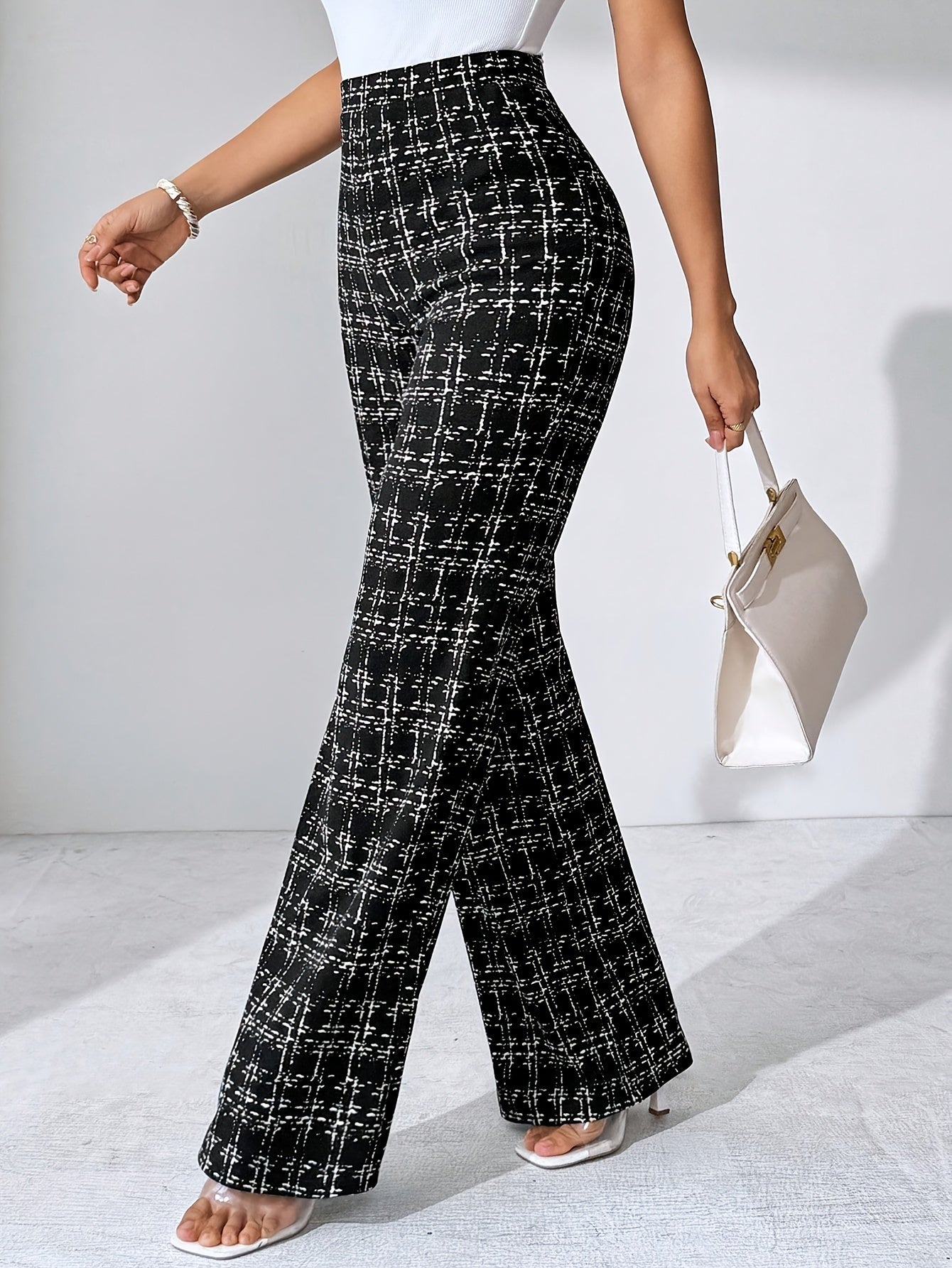 Elegante tweed flare dames pantalon – Olivia
