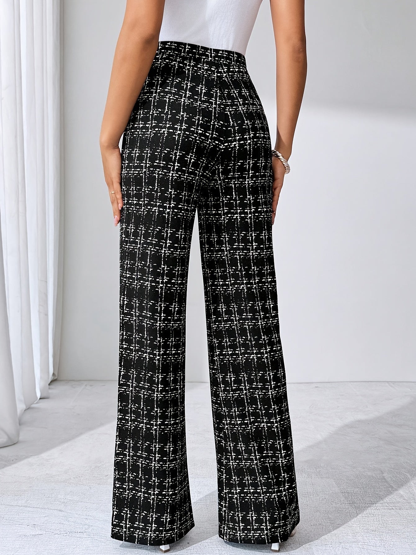 Elegante tweed flare dames pantalon – Olivia