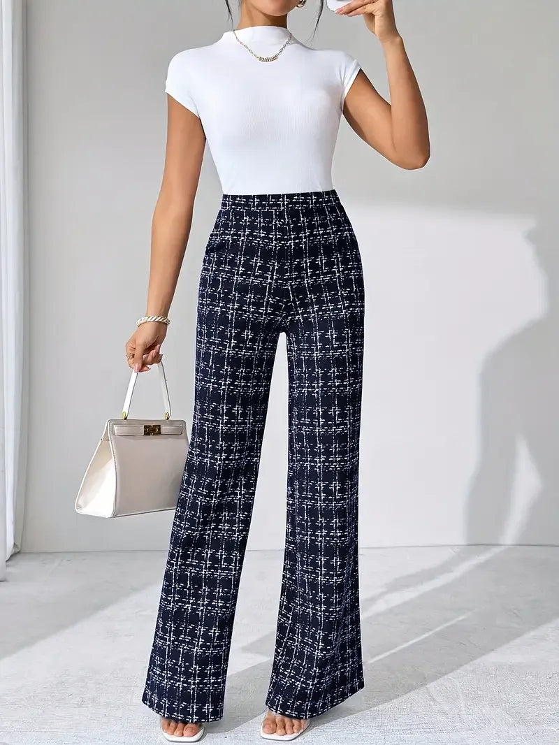 Elegante tweed flare dames pantalon – Olivia