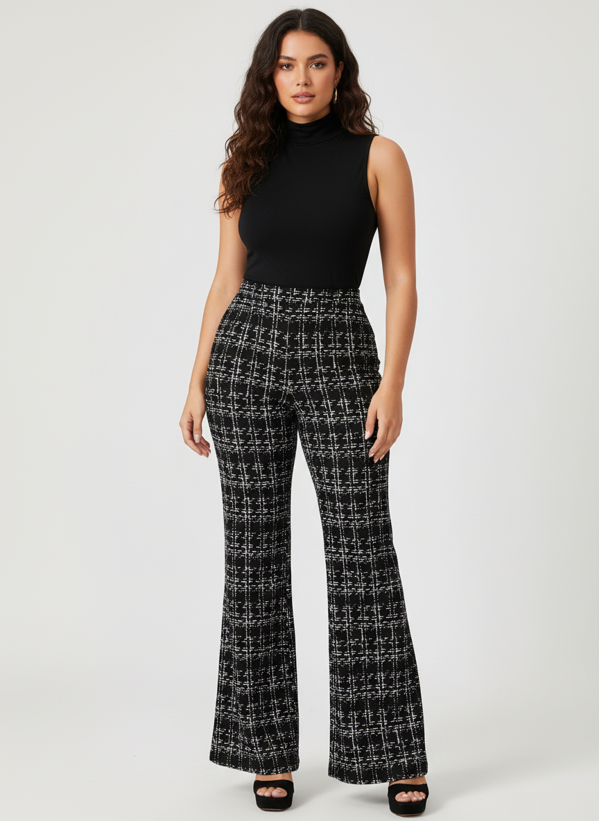 Elegante tweed flare dames pantalon – Olivia
