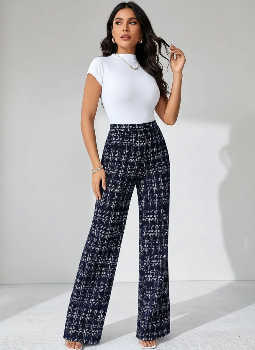 Elegante tweed flare dames pantalon – Olivia