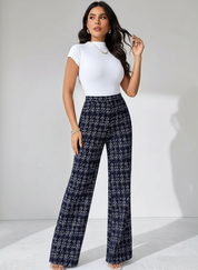 Elegante tweed flare dames pantalon – Olivia