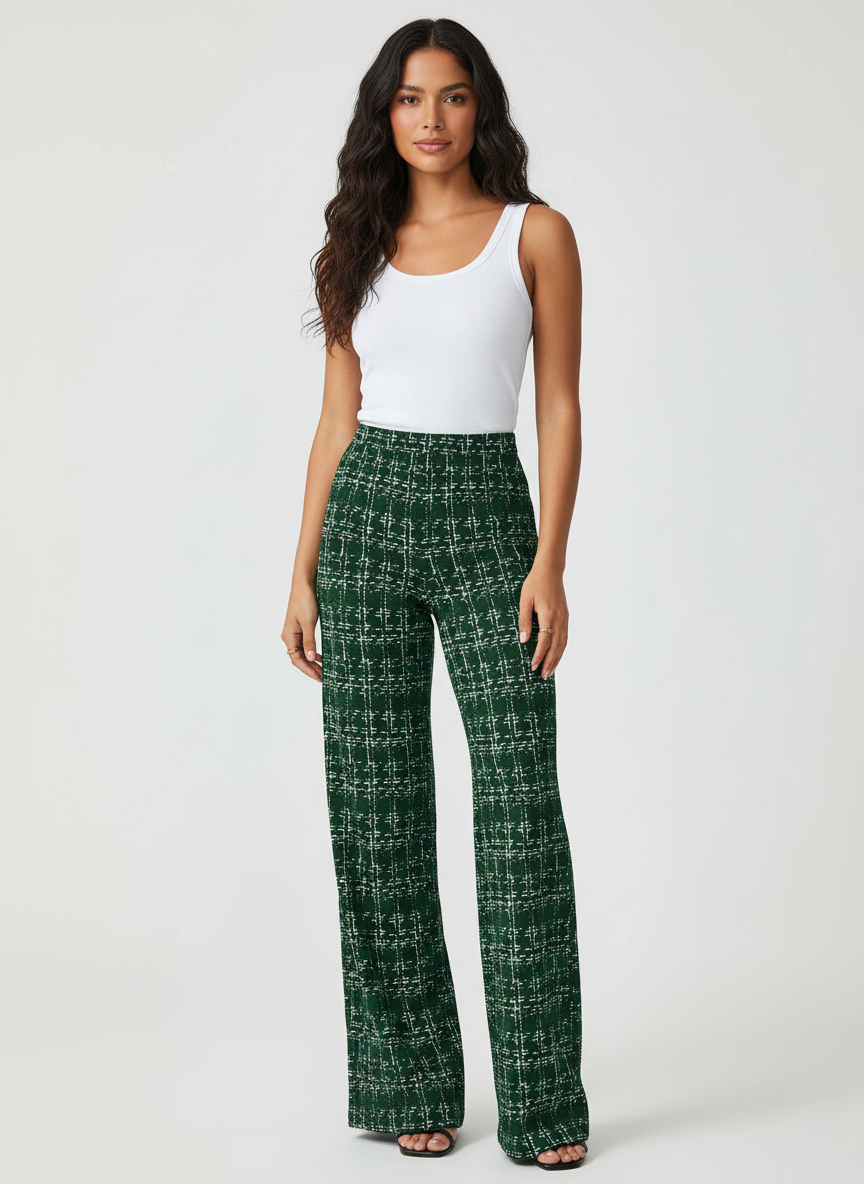 Elegante tweed flare dames pantalon – Olivia