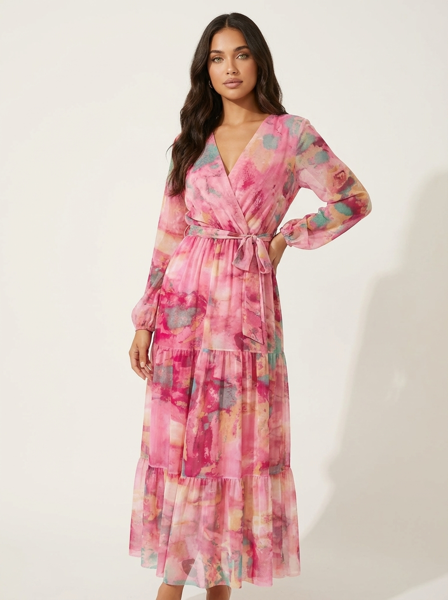 Elegante watercolor maxi jurk – Elara