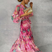 Elegante watercolor maxi jurk – Elara