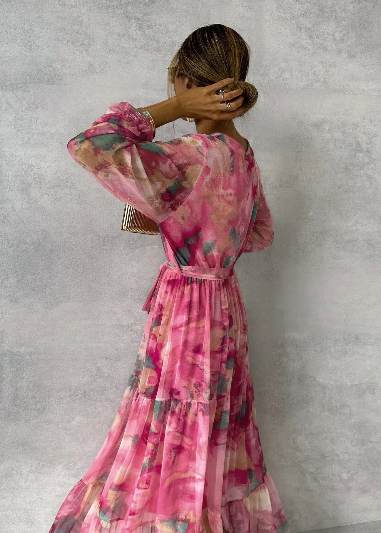 Elegante watercolor maxi jurk – Elara