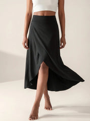 Elegante zwarte overslag midi rok – Solène