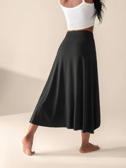 Elegante zwarte overslag midi rok – Solène