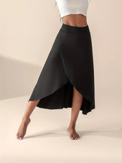 Elegante zwarte overslag midi rok – Solène