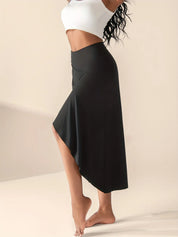 Elegante zwarte overslag midi rok – Solène
