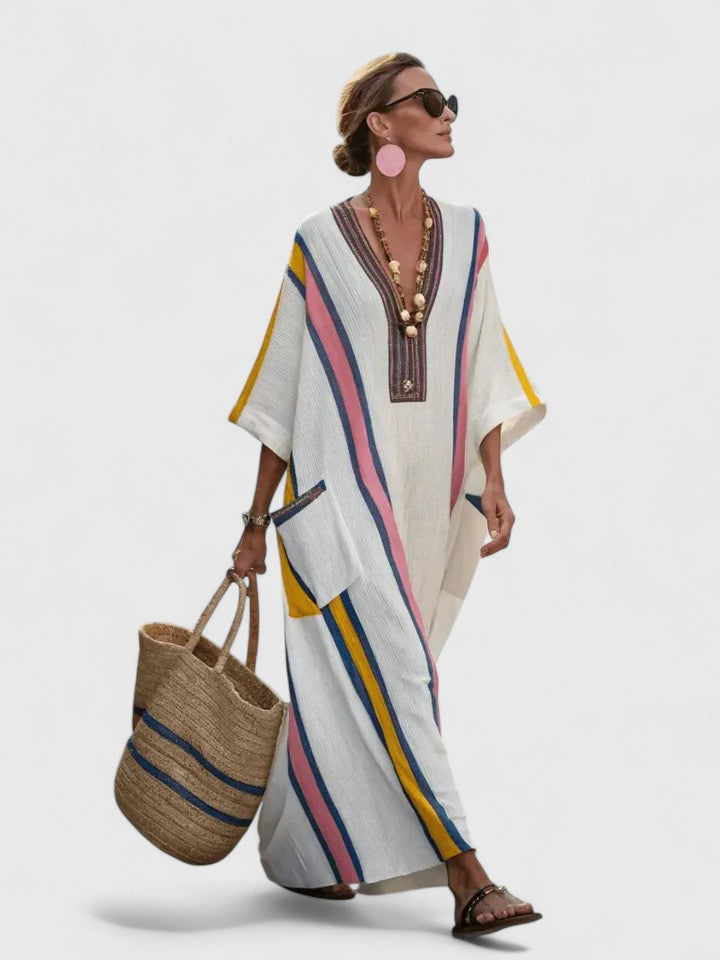 Bohemian maxi jurk met V-hals - Estelle