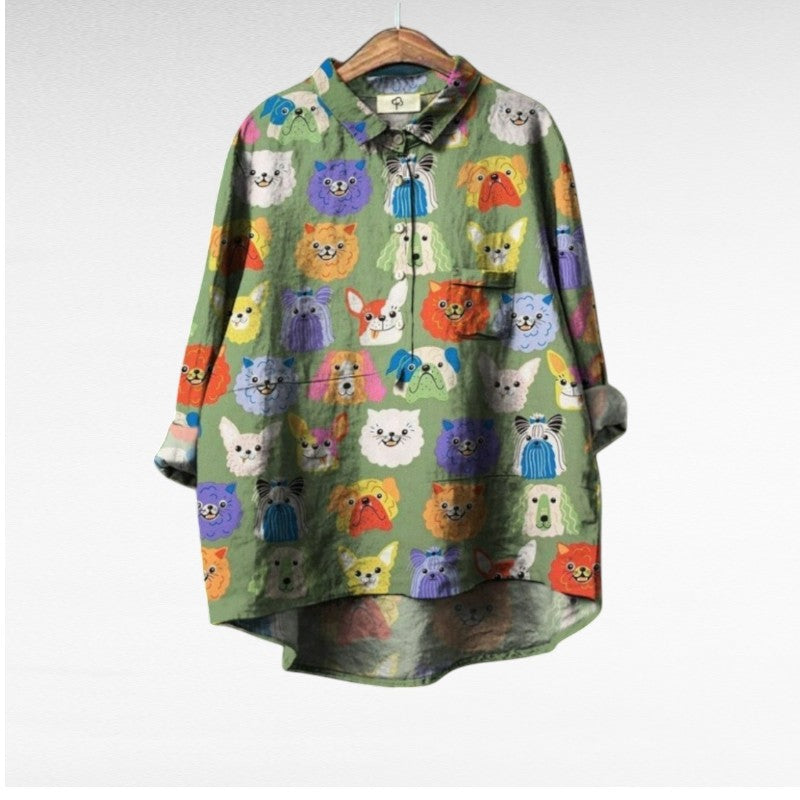 Exclusive women's blouse with dog print - Mila