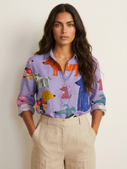 Exclusive women's blouse with dog print - Mila